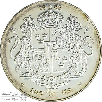 مدال 200 کرون 1983 یادبود کارل شانزدهم - MS66 - سوئد