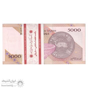 بسته اسکناس 5000 ریال امام (طیب نیا - سیف) - نوار آرم بانک مرکزی - UNC - جمهوری اسلامی