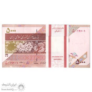 بسته اسکناس 5000 ریال امام (طیب نیا - سیف) - نوار 5000 ریال - AU - جمهوری اسلامی