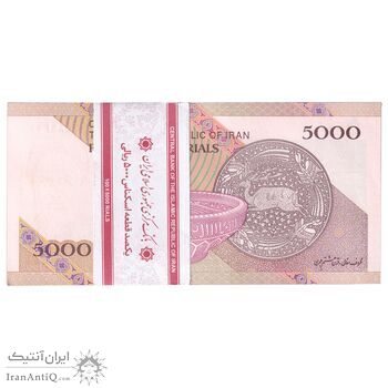 بسته اسکناس 5000 ریال امام (طیب نیا - سیف) - نوار 5000 ریال - شماره دوقلو - UNC - جمهوری اسلامی
