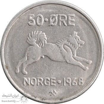 سکه 50 اوره 1968 اولاف پنجم - AU55 - نروژ
