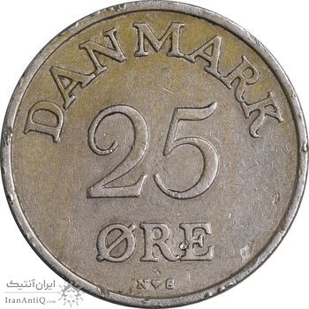 سکه 25 اوره 1955 فردریک نهم - EF45 - دانمارک