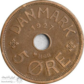 سکه 5 اوره 1927 کریستیان دهم - EF45 - دانمارک
