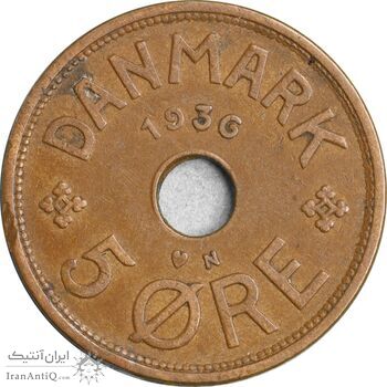 سکه 5 اوره 1936 کریستیان دهم - EF45 - دانمارک