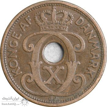 سکه 2 اوره 1927 کریستیان دهم - EF45 - دانمارک