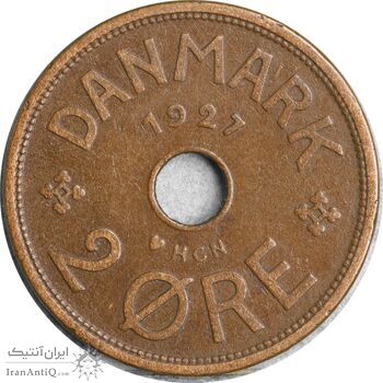 سکه 2 اوره 1927 کریستیان دهم - EF40 - دانمارک