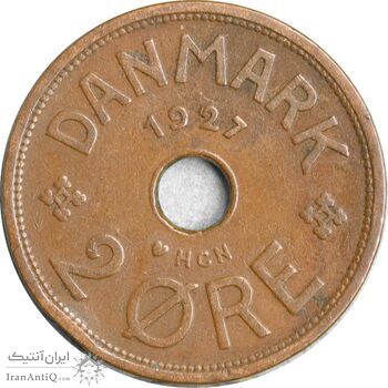 سکه 2 اوره 1927 کریستیان دهم - EF40 - دانمارک