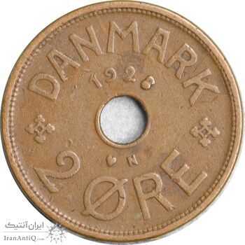 سکه 2 اوره 1928 کریستیان دهم - EF40 - دانمارک