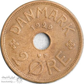 سکه 2 اوره 1929 کریستیان دهم - EF45 - دانمارک