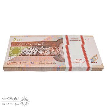 بسته اسکناس 5000 ریال امام (طیب نیا - سیف) - نوار آرم بانک مرکزی - UNC - جمهوری اسلامی