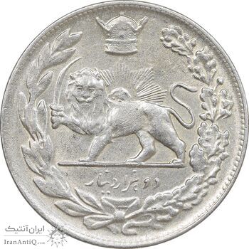 سکه 2000 دینار 1308 تصویری - AU55 - رضا شاه