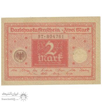 اسکناس 2 مارک 1920 جمهوری وایمار - تک - UNC63 - آلمان