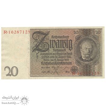 اسکناس 20 مارک 1929 جمهوری وایمار - تک - AU58 - آلمان