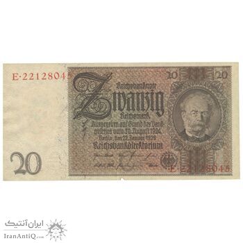 اسکناس 20 مارک 1929 جمهوری وایمار - تک - AU58 - آلمان