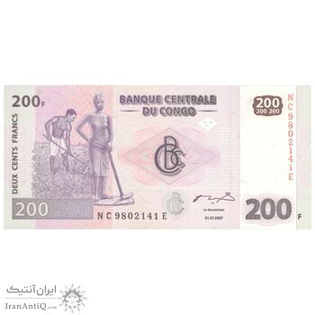 اسکناس 200 فرانک 2007 جمهوری دموکراتیک - تک - UNC65 - کنگو