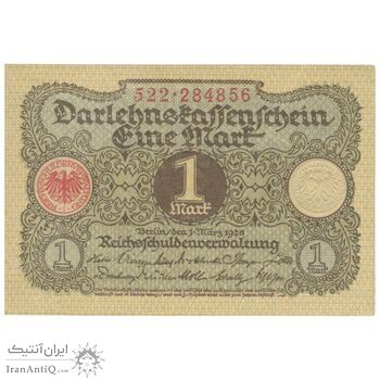 اسکناس 1 مارک 1920 جمهوری وایمار - تک - AU58 - آلمان
