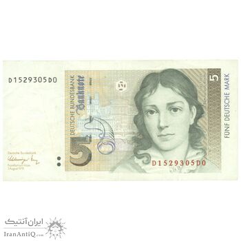اسکناس 5 مارک 1991 جمهوری فدرال - تک - EF40 - آلمان