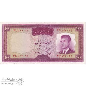 اسکناس 100 ریال (هویدا - سمیعی) - تک - AU50 - محمد رضا شاه