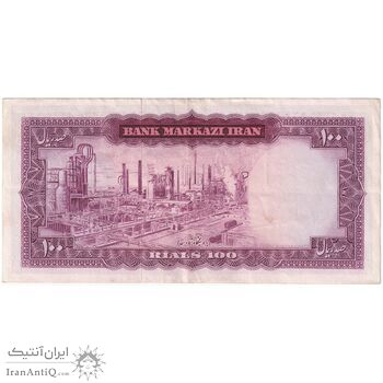 اسکناس 100 ریال (آموزگار - سمیعی) نوشته قرمز - تک - EF45 - محمد رضا شاه