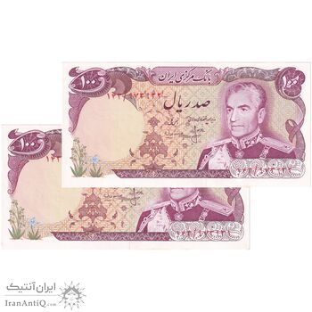 اسکناس 100 ریال (انصاری - مهران) - جفت - UNC - محمد رضا شاه