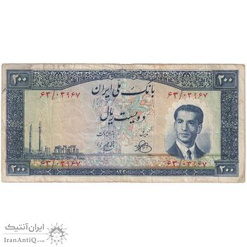 اسکناس 200 ریال 1330 - تک - VF25 - محمد رضا شاه