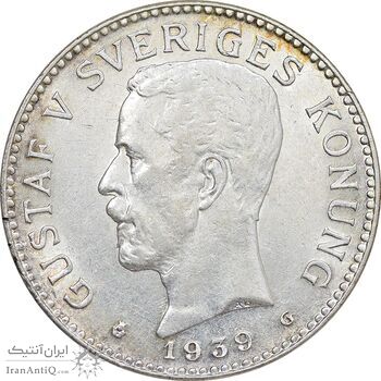 سکه 2 کرون 1939 گوستاو پنجم - MS62 - سوئد