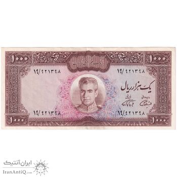 اسکناس 1000 ریال (آموزگار - فرمان فرماییان) - تک - AU50 - محمد رضا شاه