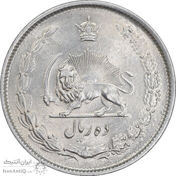 سکه 10 ریال 1324 - MS62 - محمد رضا شاه