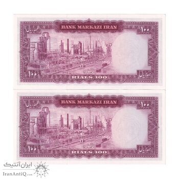 اسکناس 100 ریال 1342 - جفت - UNC63 - محمد رضا شاه