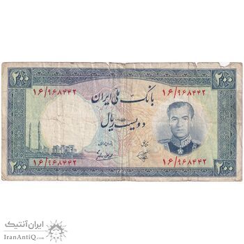 اسکناس 200 ریال 1337 - تک - VF25 - محمد رضا شاه