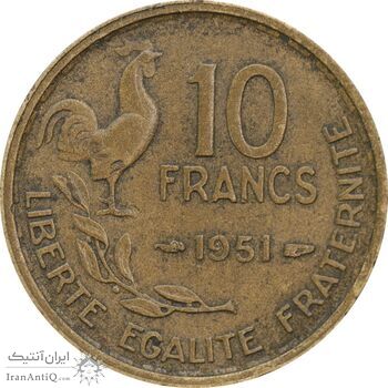 سکه 10 فرانک 1951 جمهوری چهارم - EF45 - فرانسه