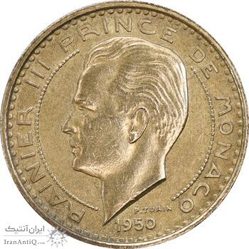 سکه 10 فرانک 1950 رینیه سوم - AU58 - موناکو