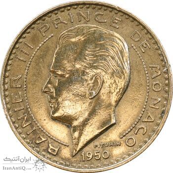 سکه 10 فرانک 1950 رینیه سوم - AU55 - موناکو