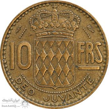 سکه 10 فرانک 1951 رینیه سوم - EF40 - موناکو