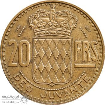 سکه 20 فرانک 1950 رینیه سوم - EF45 - موناکو