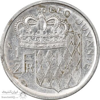 سکه 1/2 فرانک 1965 رینیه سوم - AU55 - موناکو