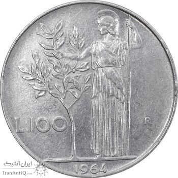 سکه 100 لیره 1964 جمهوری - EF45 - ایتالیا