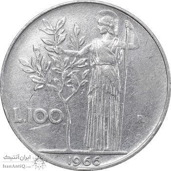 سکه 100 لیره 1966 جمهوری - EF45 - ایتالیا