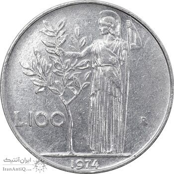 سکه 100 لیره 1974 جمهوری - EF45 - ایتالیا