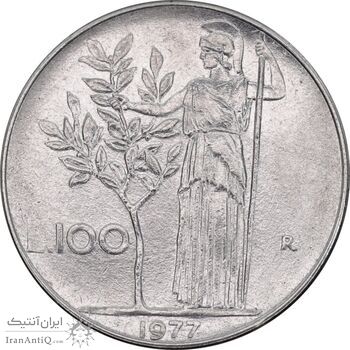سکه 100 لیره 1977 جمهوری - EF45 - ایتالیا