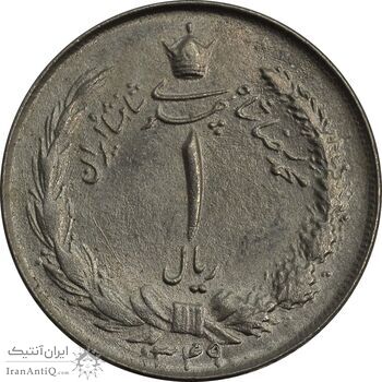 سکه 1 ریال 1349 - چرخش 70 درجه - MS64 - محمد رضا شاه