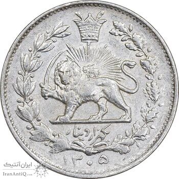 سکه 1000 دینار 1305 خطی - AU58 - رضا شاه