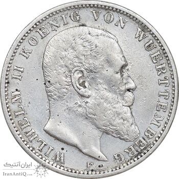 سکه 3 مارک 1909 ویلیام دوم - EF45 - آلمان