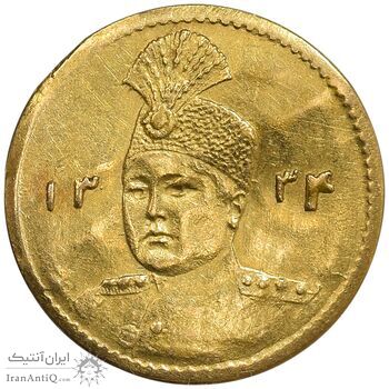سکه طلا 2000 دینار 1334 تصویری - AU50 - احمد شاه
