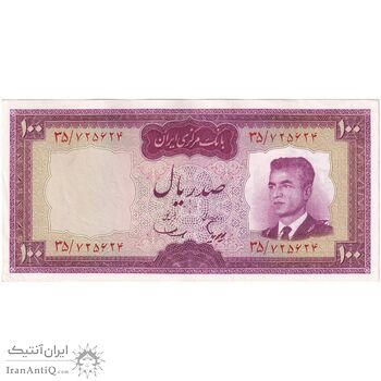 اسکناس 100 ریال (هویدا - سمیعی) - تک - AU58 - محمد رضا شاه