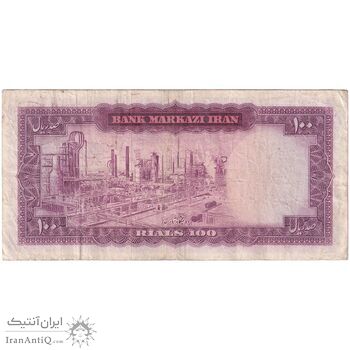 اسکناس 100 ریال (آموزگار - سمیعی) نوشته قرمز - تک - VF25 - محمد رضا شاه