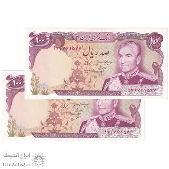 اسکناس 100 ریال (انصاری - مهران) - جفت - UNC60 - محمد رضا شاه