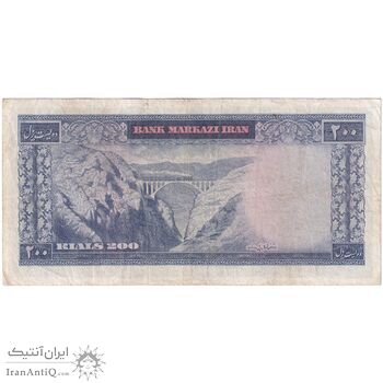 اسکناس 200 ریال (آموزگار - سمیعی) نوشته قرمز - تک - VF30 - محمد رضا شاه