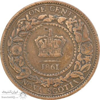 سکه 1 سنت 1861 ویکتوریا - VF35 - کانادا (نُوا اِسکوشیا)