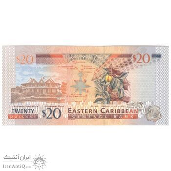 اسکناس 20 دلار بدون تاریخ (2003) الیزابت دوم - با پروانه نقره‌ای-حرف پسوند K - تک - UNC63 - حوزه کارائیب شرقی